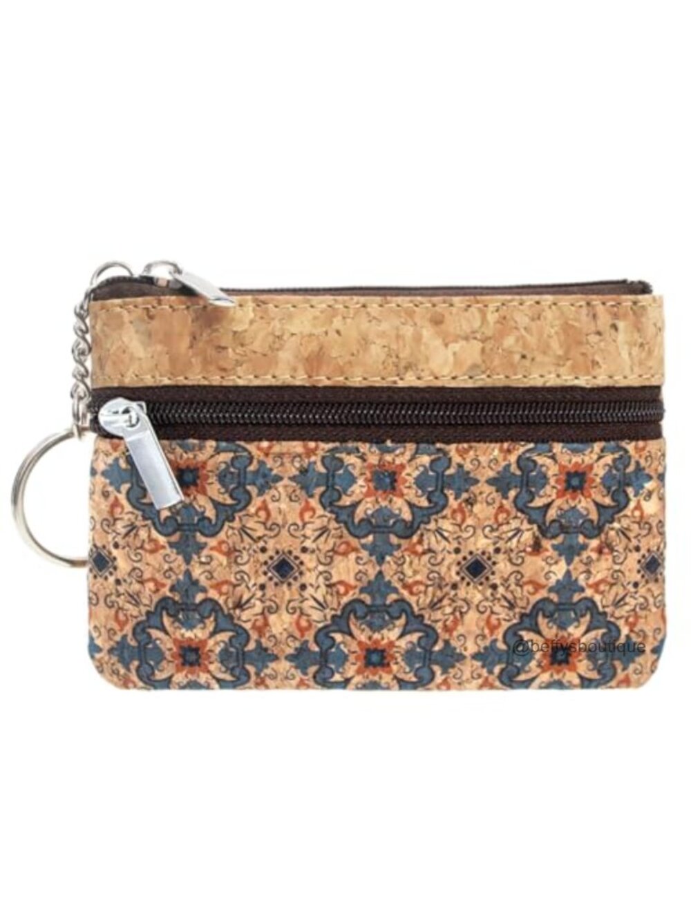 Natural Cork Coin Purse Mini Zipper Wallet Card Holder Key Ring